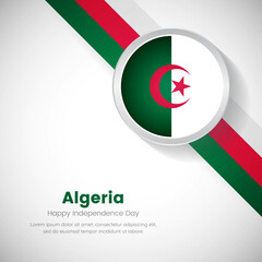 Creative Algeria national flag on circle. Independence day of Algeria country with classic background
