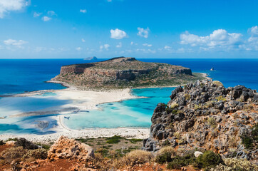 Fototapeta na wymiar Panoramic view on the Balos beach. Crete island. 