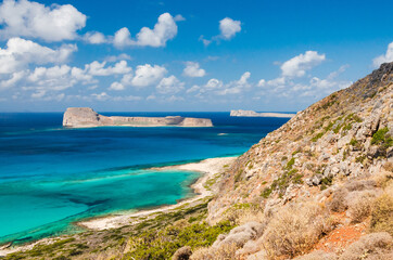 Panoramic view on the Balos beach. Crete island. 