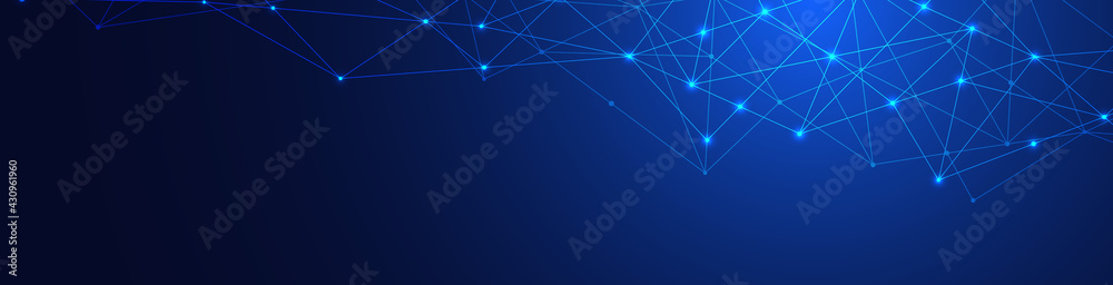 Fototapete website header or banner design with abstract geometric background and connecting dots and lines. gl