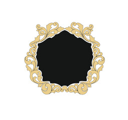 ANCIENT HERALDIC EMBLEM OF GOLD DECORATED IN BAROQUE STYLE DECORATIVE ELEGANCE LUXURY PATTERNS GOLD STOCK ILLUSTRATION