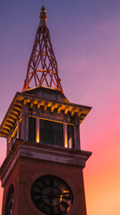 Fototapeta na wymiar clock tower at sunset