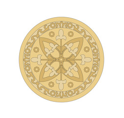 ANCIENT HERALDIC EMBLEM OF GOLD DECORATED IN BAROQUE STYLE DECORATIVE ELEGANCE LUXURY PATTERNS GOLD STOCK ILLUSTRATION
