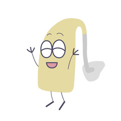 かわいい耳かけ補聴器キャラクターが喜んでいるイラスト