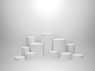 Abstract white background scene. 3D rendering for podium, pedestal, stage, display product.