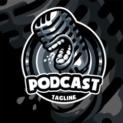 podcast Mascot Logo Template