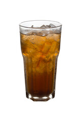 A glass of iced tea isolated on white background with clipping path.