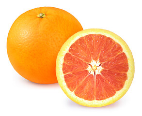 Fresh Grapefruit with leaf isolated on white background, Fresh Grapefruit on White Background With clipping path, 