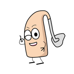 かわいい耳かけ補聴器キャラクターがいいねしているイラスト