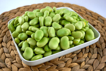 Fresh and organic raw fava, broad beans