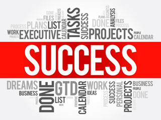 Success word cloud collage, business concept background