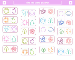  logic game for children. find and connect identical shapes