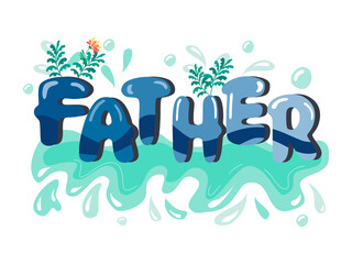 Doodle style hand lettering (Father) illustration with pink and red tones for Mother's Day invitation card, T-shirt design, digital print mugs, hat pattern, gift and many more.