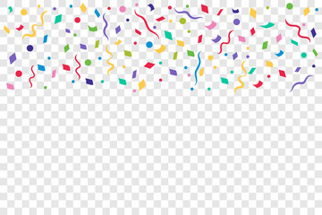 Colorful Party Confetti isolated on trasparent background. Elements for vector design.