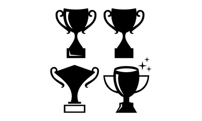 black set template silhouette trophy vector