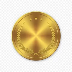 Foto op Aluminium Vector 3d Realistic Gold blank coin isolated © magr80