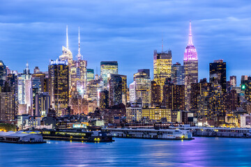 West New York City midtown Manhattan skyline view from Boulevard East Old Glory Park over Hudson...