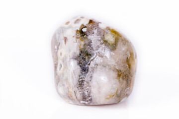 Macro mineral stone Jasper oceanic on a white background