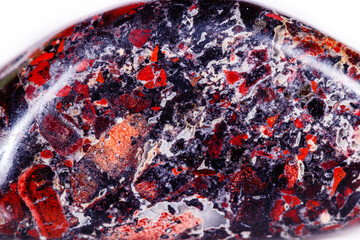 Macro mineral stone Jasper leopard on white background