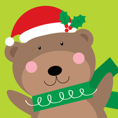 christmas greeting card with cute bear design