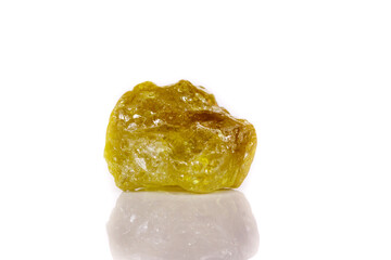 Macro mineral stone Green pomegranate on white background