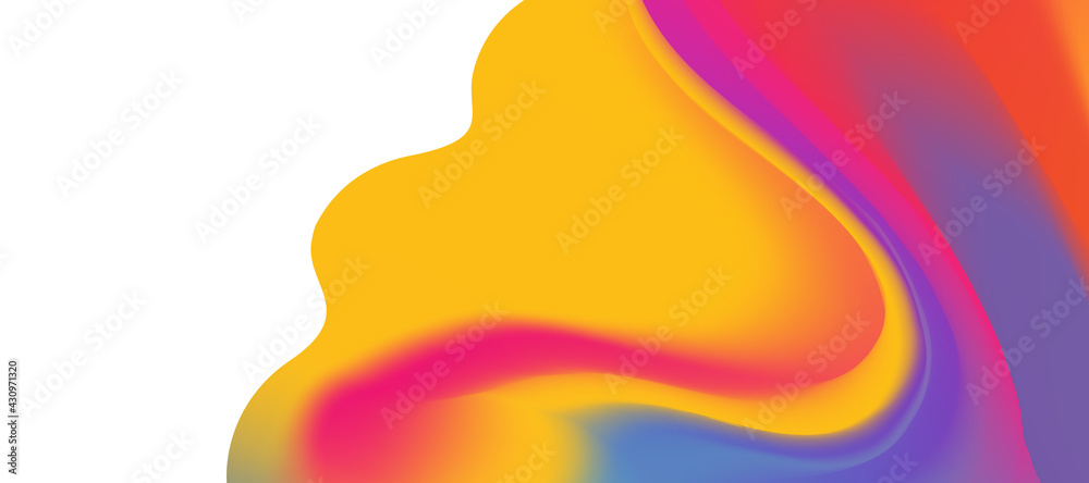 Poster web header background design with liquid yellow and pink flow. abstract fluid background for website