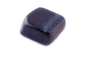 Macro mineral stone Falcon eye on white background