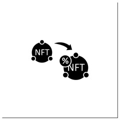 NTF resale glyph icon. Subsequent percentage. Secondary sale.Agreement. Digitalization concept. Isolated vector illustration.Editable stroke