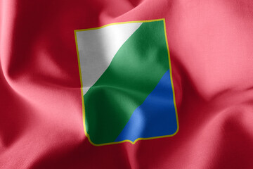 3D illustration flag of Abruzzo is a region of Italy.