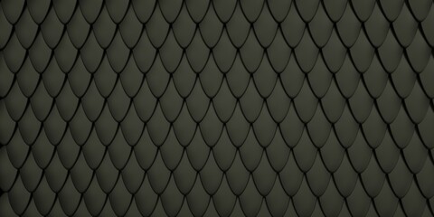 Black Artificial Glossy Fish / Snake Scale Reptile Pattern Texture - Illustration / 3d Rendering