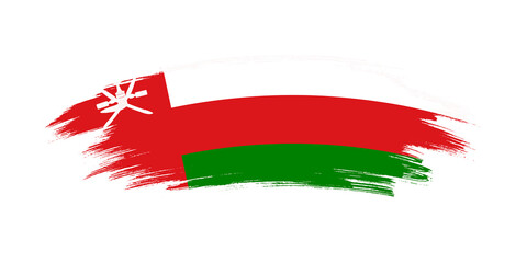 Artistic grunge brush flag of Oman isolated on white background