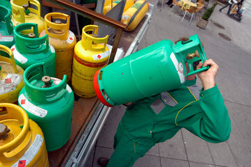 bottled gas in gas cylinders