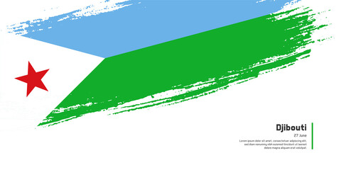Creative hand drawing brush flag of Djibouti country for special independence day