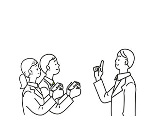 部下に説明する上司 男性女性