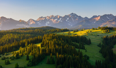 view of the High Tatras from Gliczarów Górny