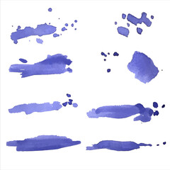 Vector hand drawn set of watercolor splashes