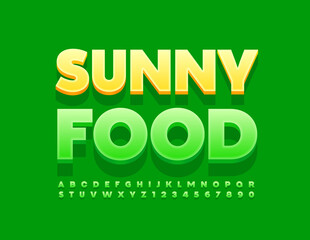 Fototapeta premium Vector eco Sign Sunny Food. Modern Green Font. Artistic Alphabet Letters and Numbers