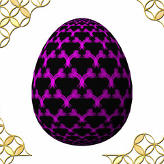 Happy Easter, Artfully designed and colorful 3D easter egg, 3D illustration on white background with frame