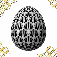 Happy Easter, Artfully designed and colorful 3D easter egg, 3D illustration on white background with frame
