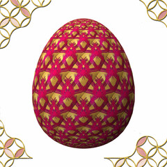 Happy Easter, Artfully designed and colorful 3D easter egg, 3D illustration on white background with frame