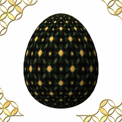 Happy Easter, Artfully designed and colorful 3D easter egg, 3D illustration on white background with frame