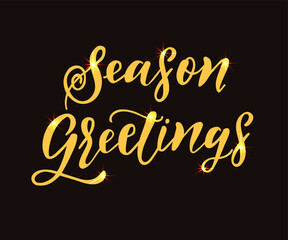 Hand drawn Seasons Greetings text, badge and icon typography. Hand drawn lettering typography for Christmas, New Year card template. Holiday calligraphy banner.