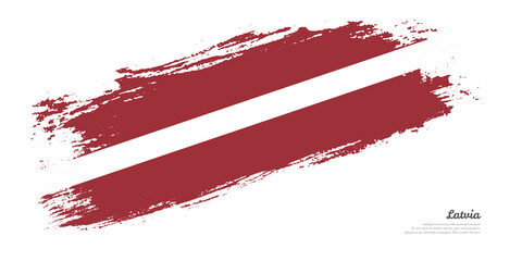 Hand painted brush flag of Latvia country with stylish flag on white background