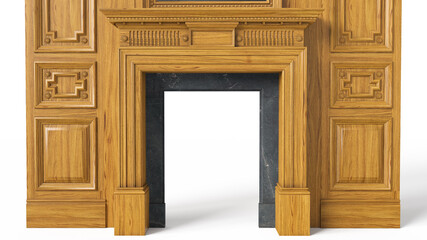 Classic fireplace made of wood