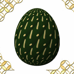 Happy Easter, Artfully designed and colorful 3D easter egg, 3D illustration on white background with frame