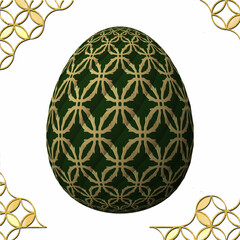 Happy Easter, Artfully designed and colorful 3D easter egg, 3D illustration on white background with frame