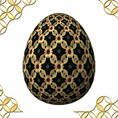 Happy Easter, Artfully designed and colorful 3D easter egg, 3D illustration on white background with frame