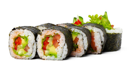 Japanese Cuisine Sushi Roll on a white background