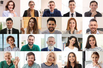 Group of people attending webinar. Video conference