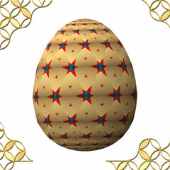 Happy Easter, Artfully designed and colorful 3D easter egg, 3D illustration on white background with frame